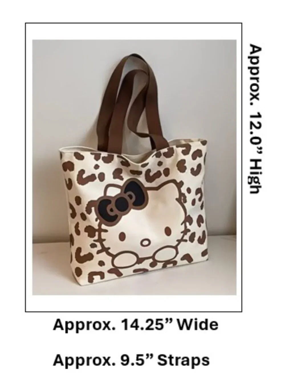 HELLO KITTY Brown & White Canvas Tote Shopping Bag (NEW &‎ SO CUTE!)